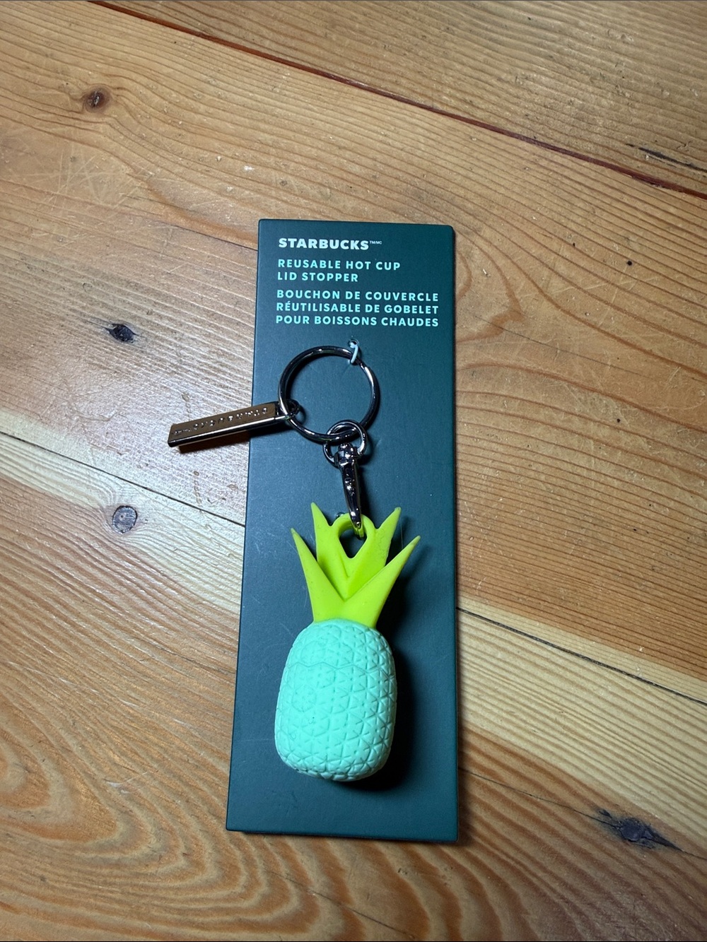 STARBUCKS PINEAPPLE LID STOPPER KEYCHAIN SUMMER 2024 NWT